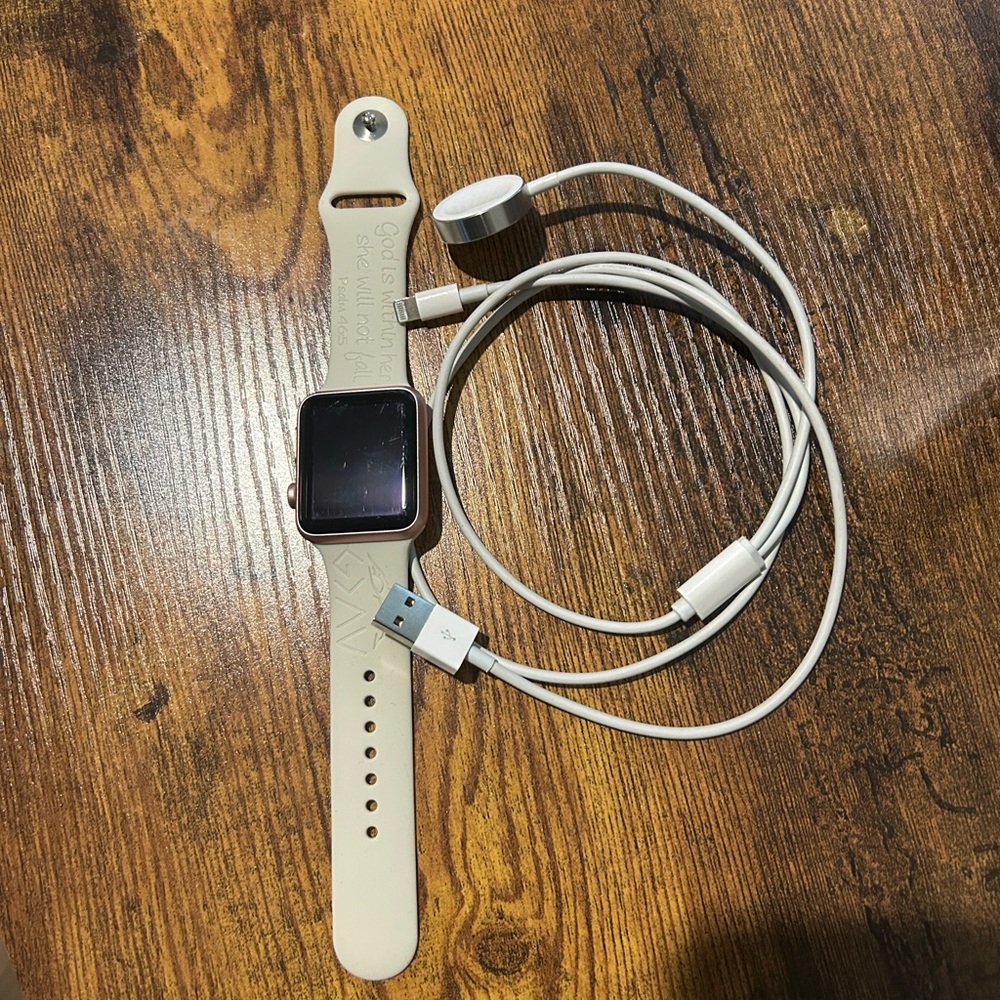 Smartwatch with Cream Band and Charger